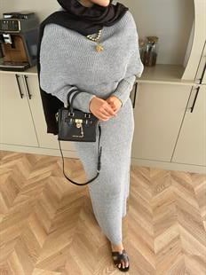 Anisa Triko Elbise Gri