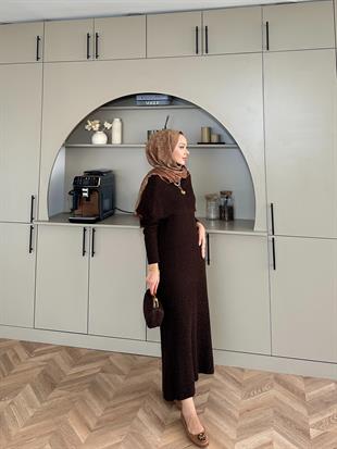 Anisa Triko Elbise Kahve