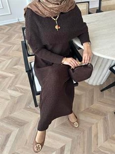 Anisa Triko Elbise Kahve