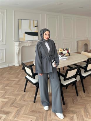 Anlr Pantolonlu Takım Antrasit