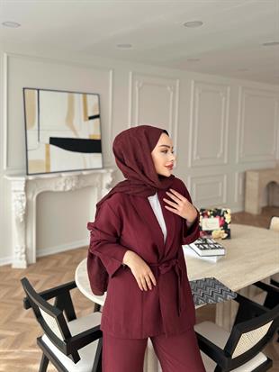 Anor Pantolonlu Takım Bordo