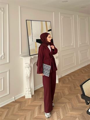 Anor Pantolonlu Takım Bordo
