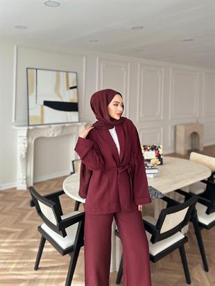Anor Pantolonlu Takım Bordo