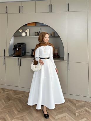 Ares Scuba Elbise Beyaz