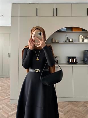 Ares Scuba Elbise Siyah