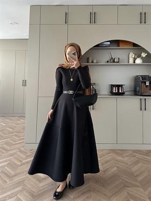 Ares Scuba Elbise Siyah