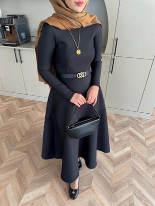 Ares Scuba Elbise Siyah