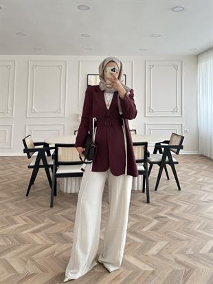 Aria Keten Takım Bordo 