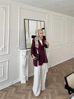Aria Keten Takım Bordo 