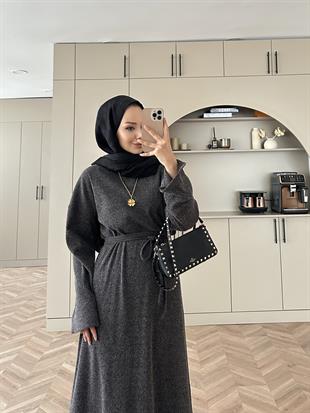 Ariel Triko Elbise Siyah