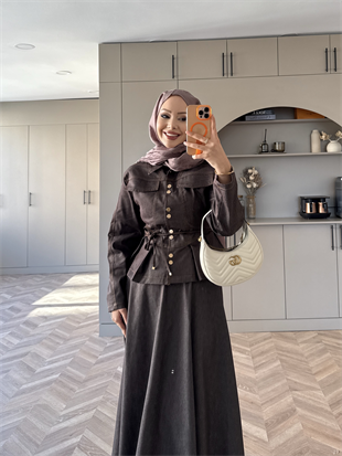 Aristo Çıtçıtlı Kot Etekli Takım Kahve (2005T)