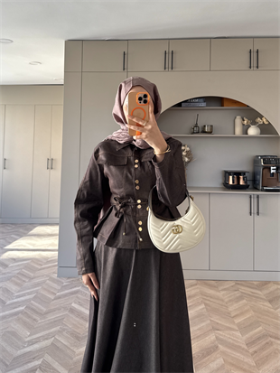 Aristo Çıtçıtlı Kot Etekli Takım Kahve (2005T)