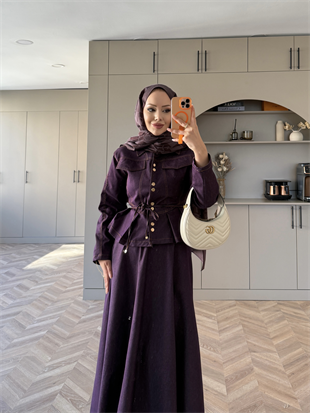 Aristo Çıtçıtlı Kot Etekli Takım Mürdüm (2005T)