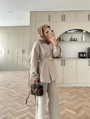 Alis Arkası Fırfırlı Broş Detaylı Cupra Takım Taş (4400)