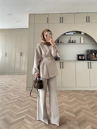 Alis Arkası Fırfırlı Broş Detaylı Cupra Takım Taş (4400)