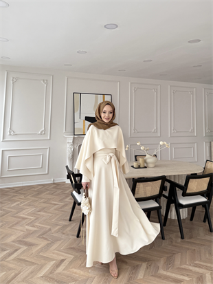 Armin Pelerinli Elbise Bej (8011)