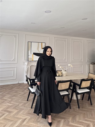 Armin Pelerinli Elbise Siyah (8011)