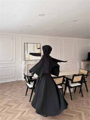 Armin Pelerinli Elbise Siyah (8011)