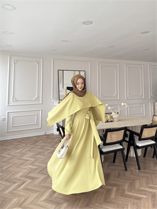 Armin Pelerinli Elbise Yağ Yeşili (8011)