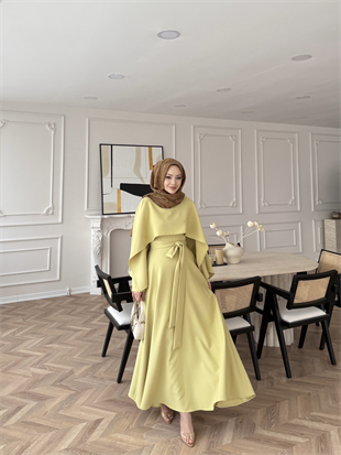 Armin Pelerinli Elbise Yağ Yeşili (8011)