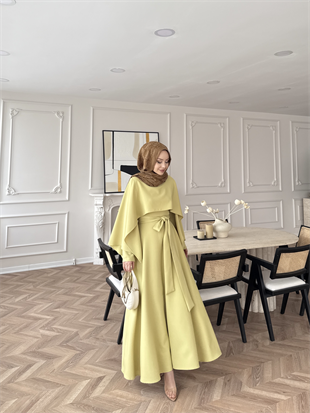 Armin Pelerinli Elbise Yağ Yeşili (8011)