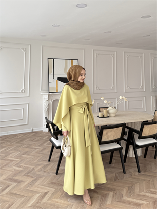 Armin Pelerinli Elbise Yağ Yeşili (8011)