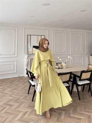 Armin Pelerinli Elbise Yağ Yeşili (8011)