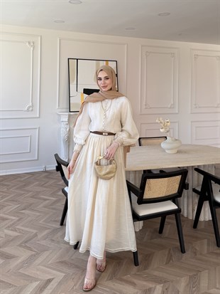Artemis Nakışlı Etekli Takım Bej (5712)