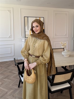 Artemis Nakışlı Etekli Takım Hardal (5712)