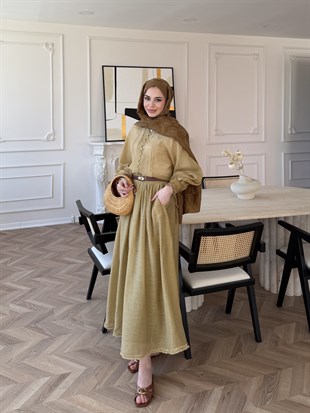 Artemis Nakışlı Etekli Takım Hardal (5712)