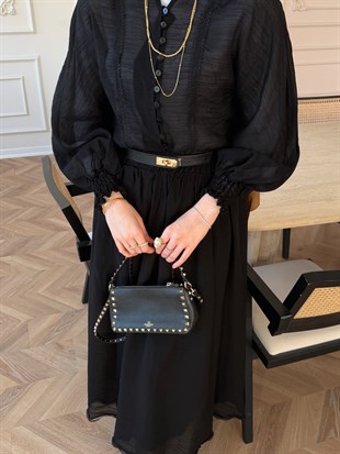 Artemis Nakışlı Etekli Takım Siyah (5712)