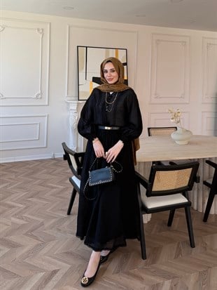 Artemis Nakışlı Etekli Takım Siyah (5712)