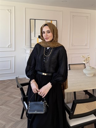 Artemis Nakışlı Etekli Takım Siyah (5712)