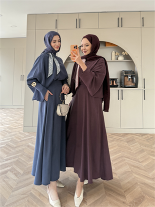 Arve Fular Detaylı Etekli Takım Lacivert (2295)