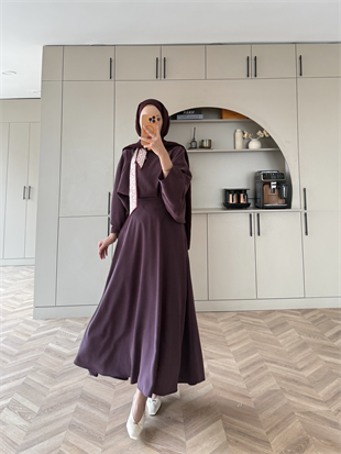 Arve Fular Detaylı Etekli Takım Mürdüm (2295)