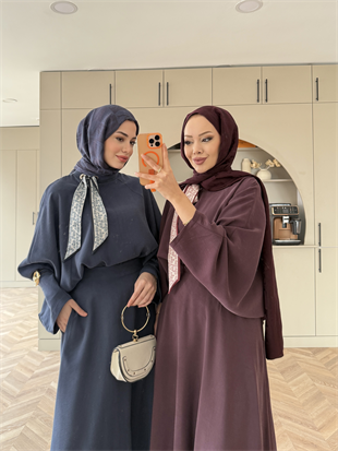 Arve Fular Detaylı Etekli Takım Mürdüm (2295)