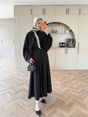Arve Fular Detaylı Etekli Takım Siyah (2295)