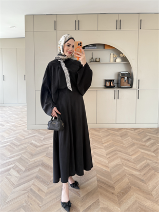 Arve Fular Detaylı Etekli Takım Siyah (2295)