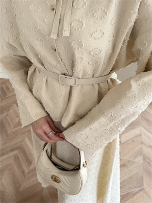 Aspenya Dokulu Etekli Takım Bej (3024)