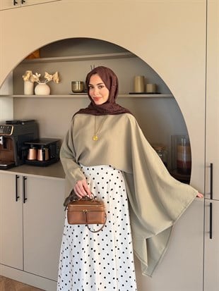 Asya Asimetrik Kesim Bluz Haki (4509)