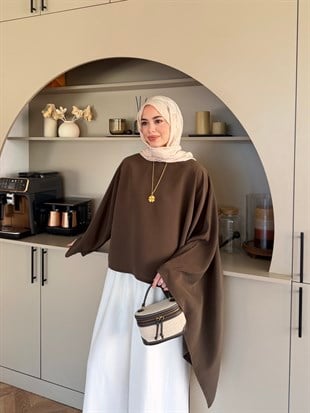 Asya Asimetrik Kesim Bluz Kahve (4509)