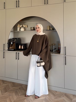 Asya Asimetrik Kesim Bluz Kahve (4509)