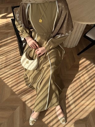 Atelier Biyeli Cupra Elbise Haki (3048)