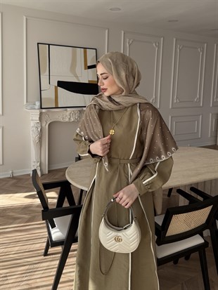 Atelier Biyeli Cupra Elbise Haki (3048)