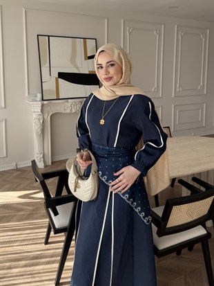 Atelier Biyeli Cupra Elbise Lacivert (3048)