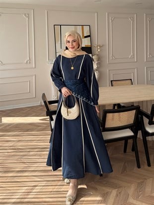 Atelier Biyeli Cupra Elbise Lacivert (3048)