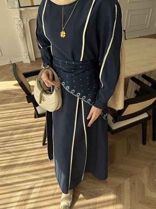 Atelier Biyeli Cupra Elbise Lacivert (3048)