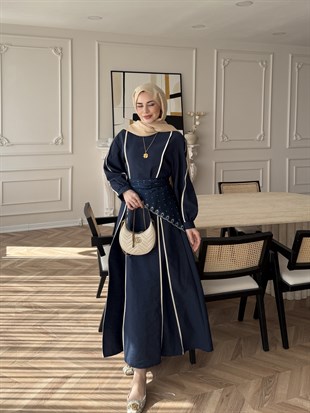 Atelier Biyeli Cupra Elbise Lacivert (3048)