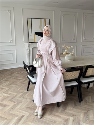 Atelier Biyeli Cupra Elbise Pudra (3048)