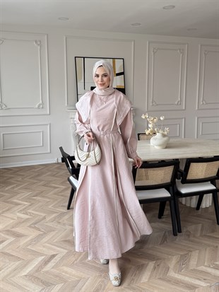 Atelier Biyeli Cupra Elbise Pudra (3048)